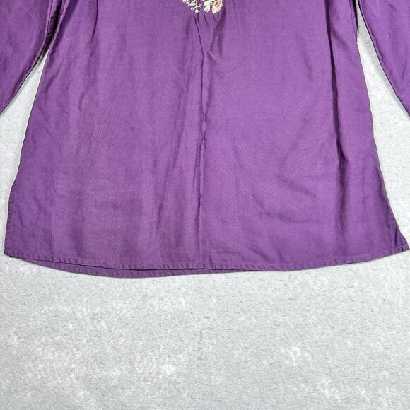 Soft Surroundings Top S Purple Tunic Embroidered Floral Metallic Beaded Boho - Picture 4 of 13